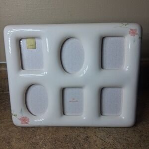 Vintage Hallmark Shabby Chic/Cottage Core Ivory Porcelain Floral Picture Frame